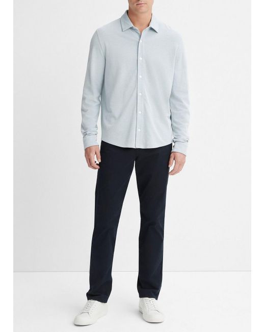 Vince White Cotton Piqué Button-front Shirt, Blue, Size Xxl for men