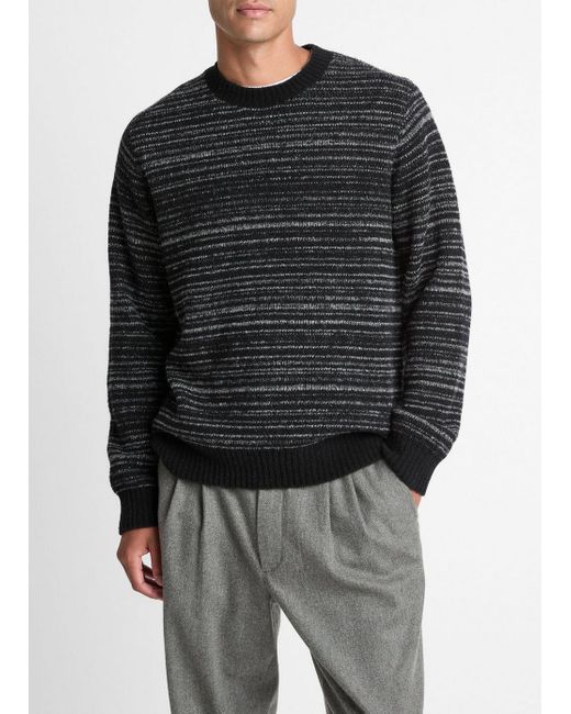 Vince Gray Marled Stripe Merino Wool-Blend Sweater for men