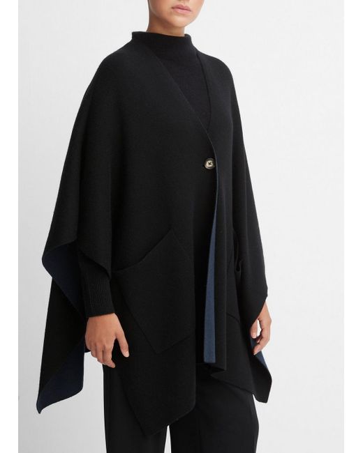 Vince Wool And Cashmere Double-face Cape, Black