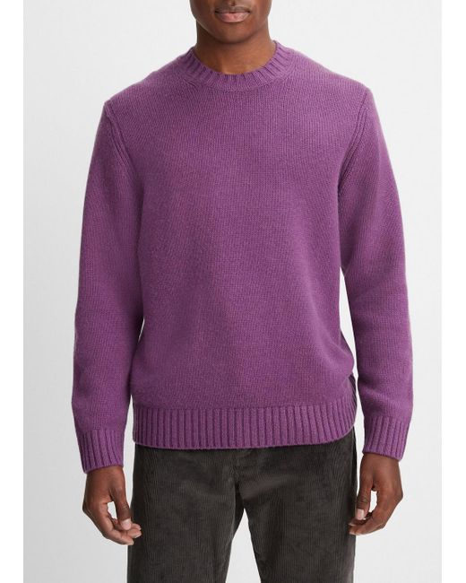 Vince Wool-cashmere Relaxed Crew Neck Sweater, Purple, Size Xxl for men
