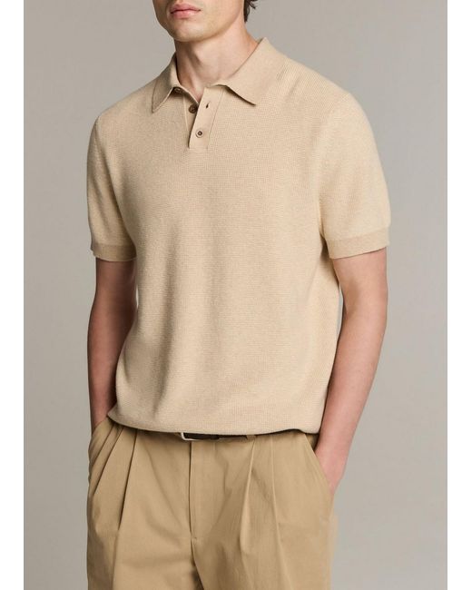 Vince Natural Colorblock Feed-Stripe Cotton-Cashmere Polo Sweater for men