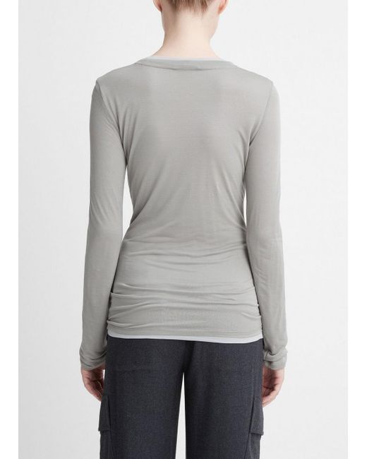 Vince Gray Double-layer Long-sleeve T-shirt, Multicolor, Size Xxs