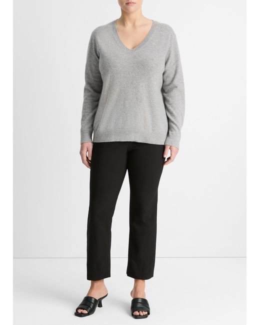 Vince Gray Cashmere Weekend V-Neck Sweater