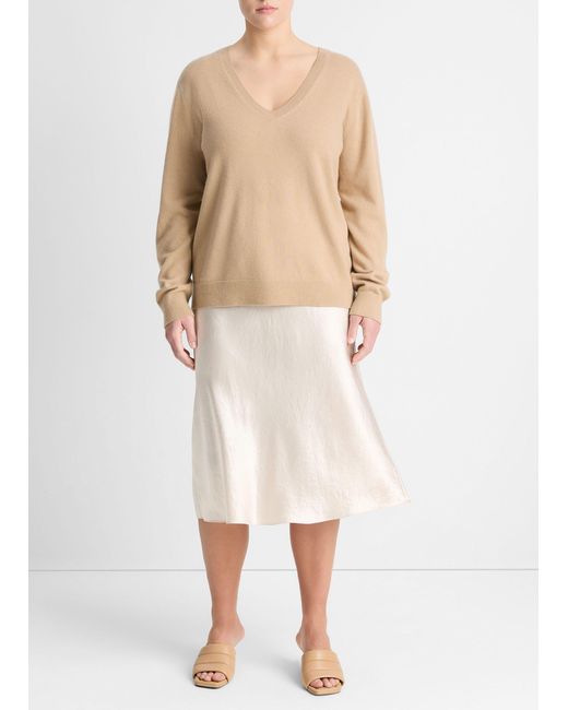Vince White Cashmere Weekend V-Neck Sweater