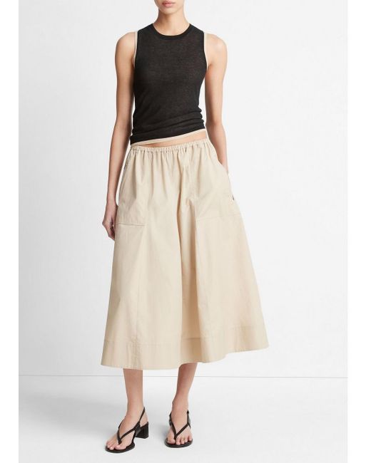 Vince Natural Cotton Zip-pocket Utility Skirt, White Oak, Size Xs