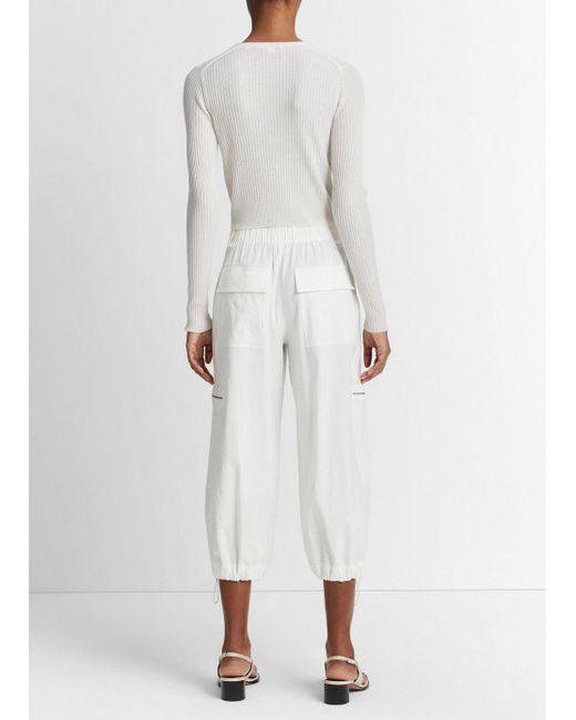 Vince Low-rise Cropped Parachute Pant, Off White, Size 4