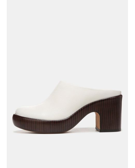 Vince Navina Leather Mule in White | Lyst UK