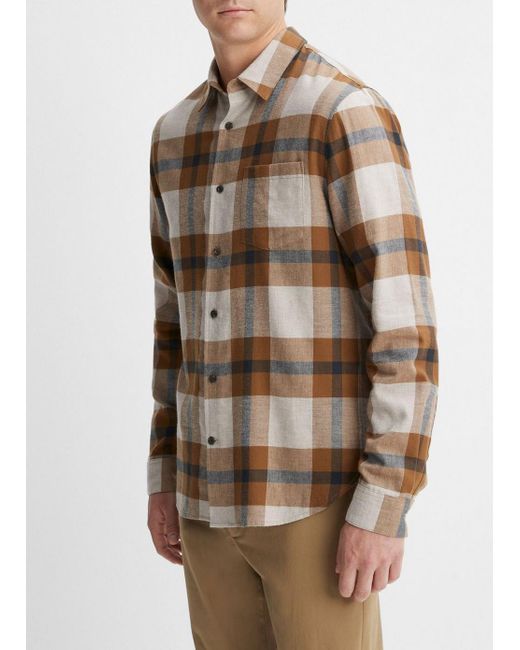 Vince Natural Yorkshire Plaid Shirt, Brown, Size Xl for men