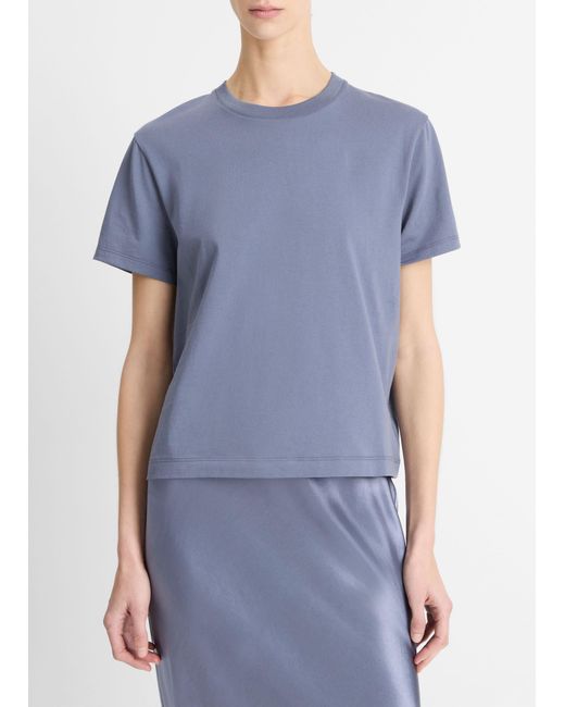 Vince Blue Pima Cotton Crew Neck T-Shirt