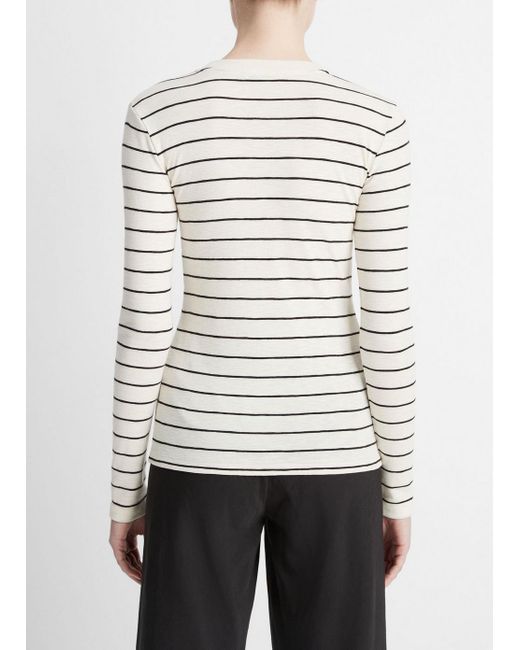 Vince White Striped Long-sleeve T-shirt, Black Combo, Size M