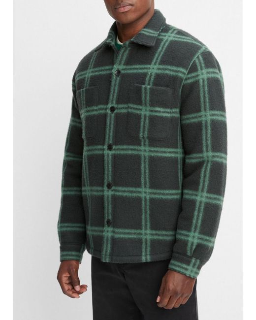 Vince Windowpane Sherpa-lined Shirt Jacket, Green, Size Xs for men