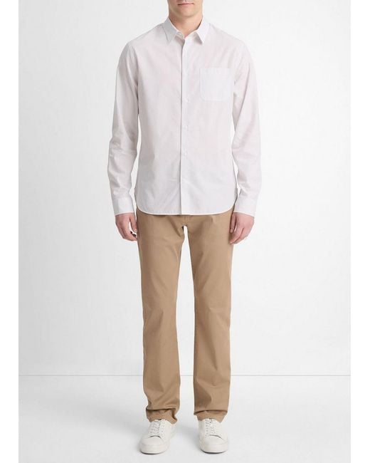 Vince White Basin Stripe Cotton-Blend Long-Sleeve Shirt for men