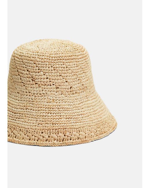 Vince Natural Straw Bucket Hat, Camel, Size L/xl