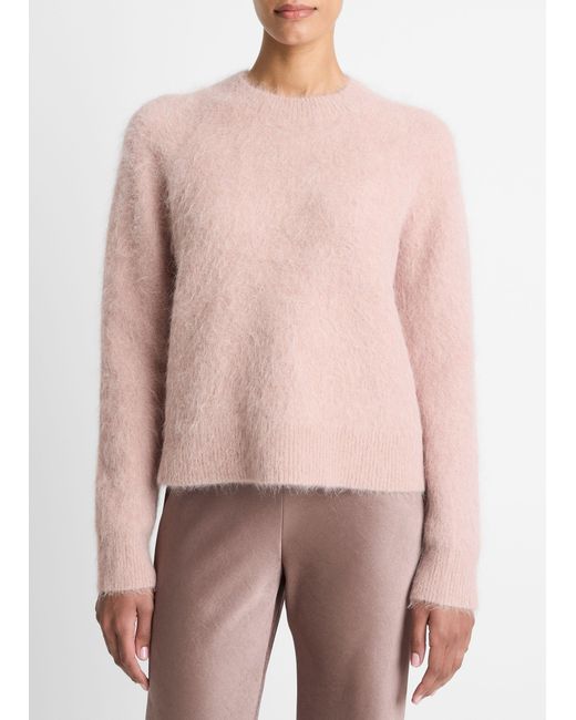 Vince Pink Brushed Alpaca-Blend Crew Neck Sweater