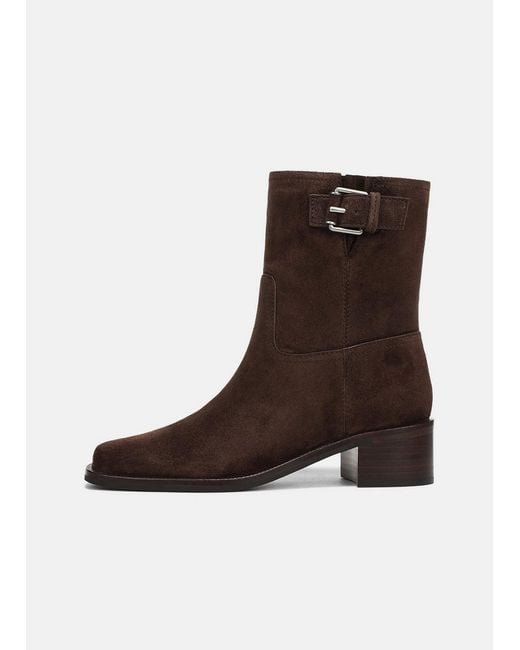 Vince Brown London Suede Moto Boot