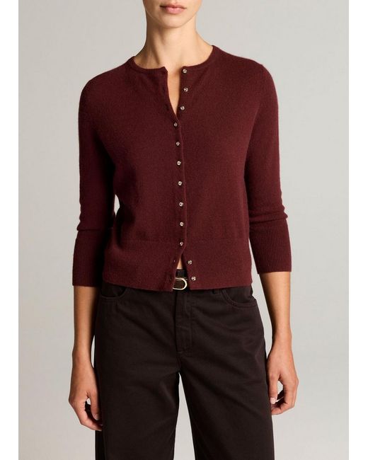 Vince Red Metal-Button Wool & Cashmere-Blend Cardigan