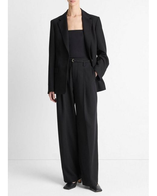 Vince Black High-Waist Pleated Trouser