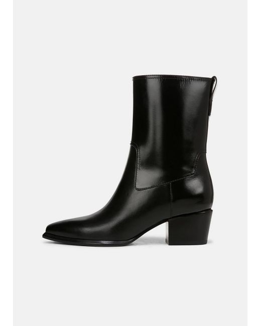 Vince Black Arlington Leather Western Booties