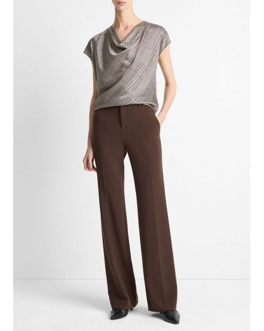 Vince Brown Mid-Rise Tailored Flare Pant