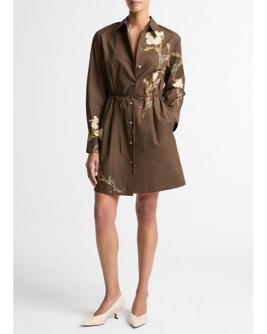 Vince Brown Placed Cream Iris Shirt Dress