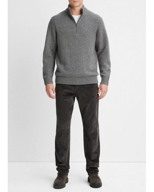 Vince Gray Wool-cashmere Relaxed Quarter-zip Sweater, Grey, Size Xl for men