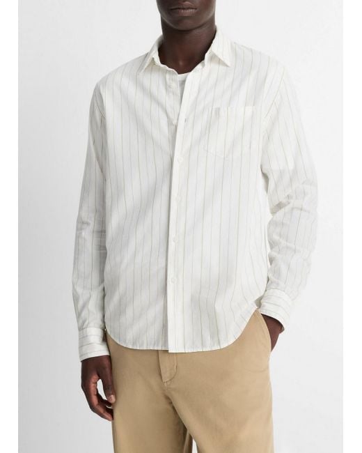 Vince White Chatsworth Stripe Cotton Oxford Button-Front Shirt for men