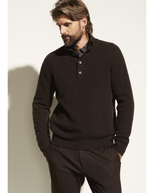 Download Vince Mock Neck Henley in Brown for Men - Lyst