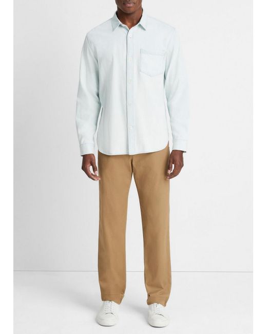 Vince White Denim Long-sleeve Shirt, Seaside, Size L for men