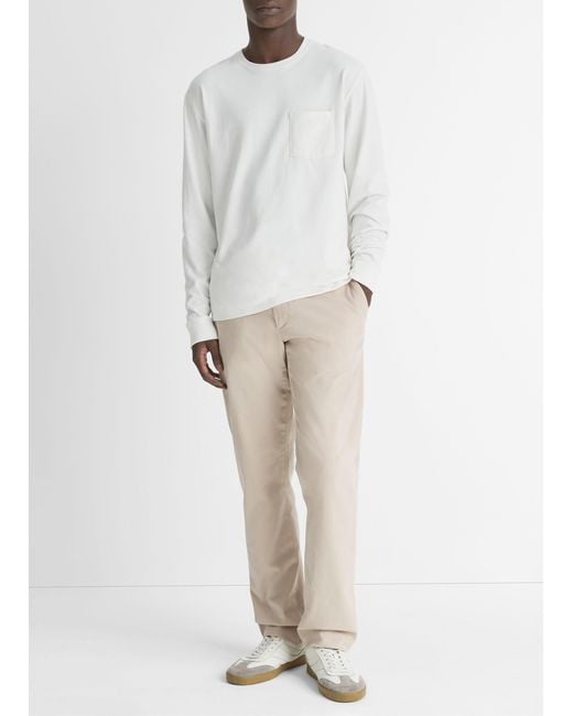 Vince White Sueded Jersey Long-Sleeve Pocket T-Shirt for men