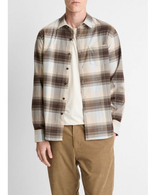Vince Natural Missoula Plaid Button-Front Shirt for men