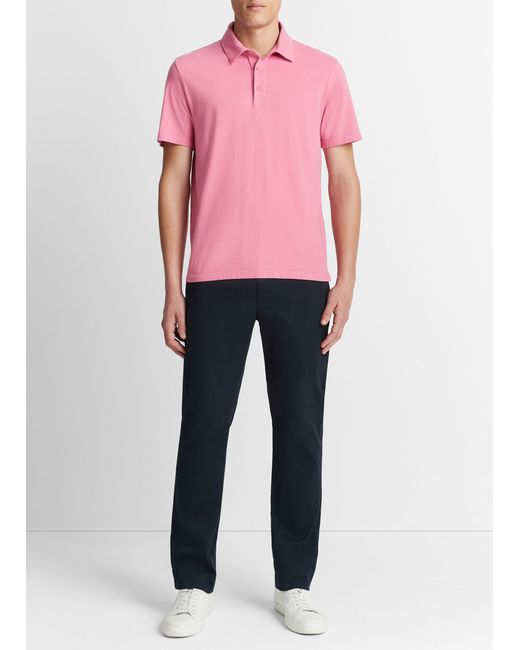 Vince Garment Dye Short-sleeve Polo Shirt, Washed Pink Blaze, Size Xs for men