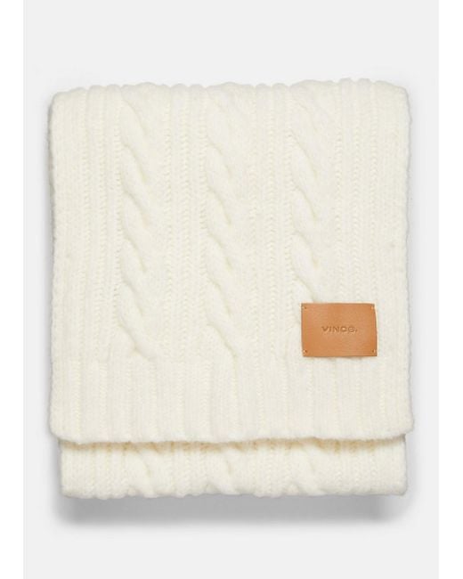 Vince Natural Airspun Wool-blend Cable-knit Scarf, White