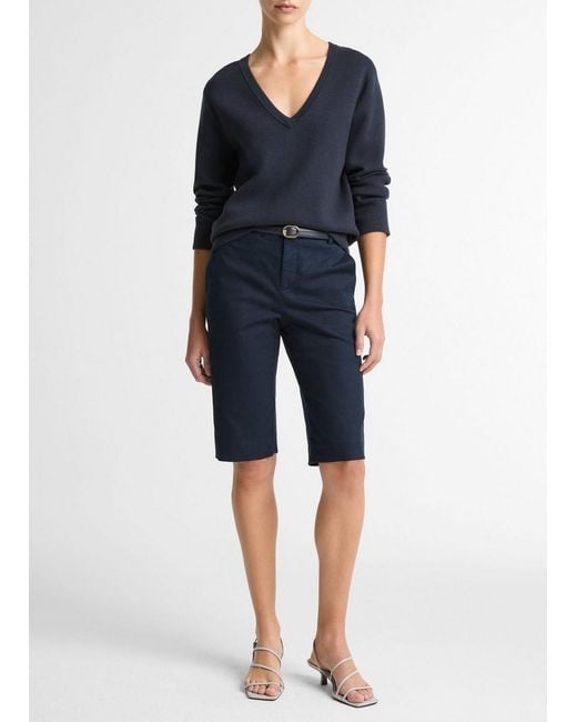 Vince Blue Avery Mid-Rise Italian Stretch-Cotton Short