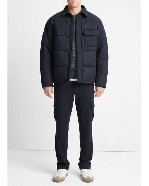 Vince Cozy Wool Quilted Jacket, Blue, Size S for men