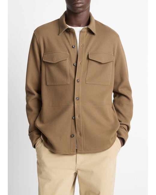 Vince Natural Double-Knit Cotton-Blend Piqué Shirt Jacket for men