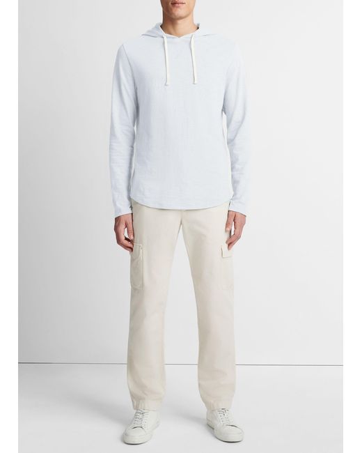 Vince White Textured Cotton Hoodie, Shirting Blue, Size M for men