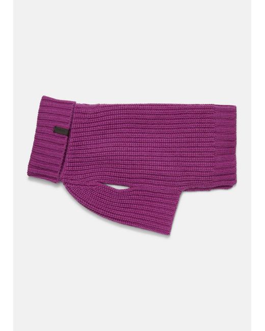 Vince Purple Wool And Cashmere Shaker-Stitch Dog Sweater