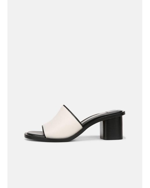 Vince White Donna Leather Slide Sandal, Milk, Size 6