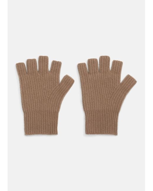 Vince White Plush Cashmere Rib-Knit Fingerless Glove