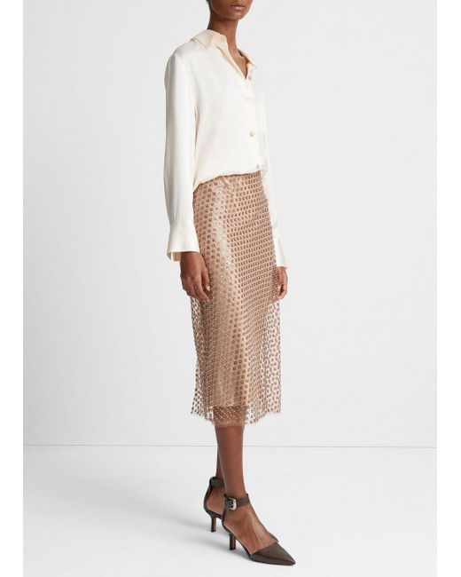 Vince Natural Beaded Sequin Straight Skirt In 245faw