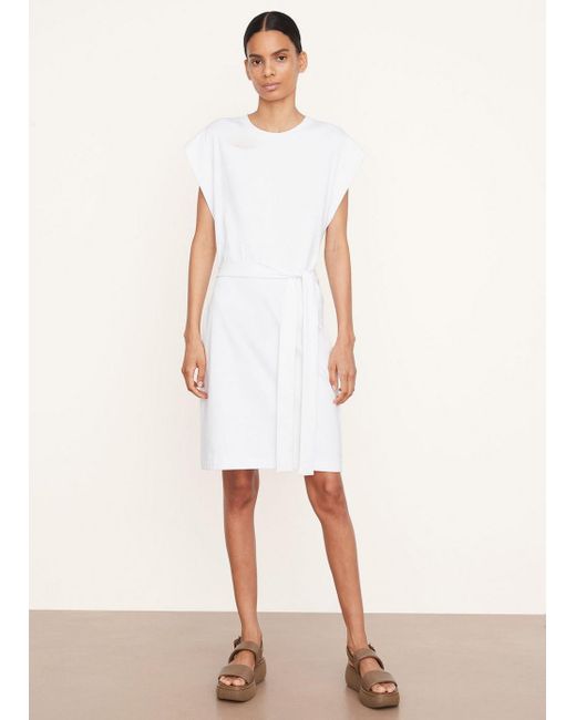 Vince Crewneck Muscle Dress, White, Size Xxs | Lyst