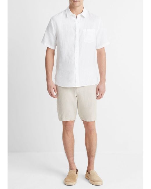 Vince White Linen Short Sleeve for men