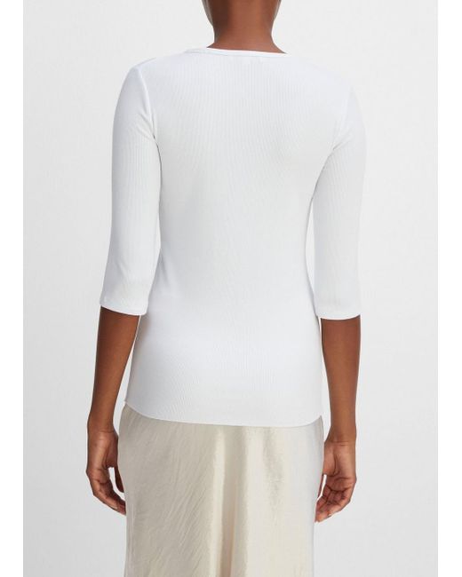 Vince Elbow Sleeve Crew Neck T-shirt, Optic White, Size S
