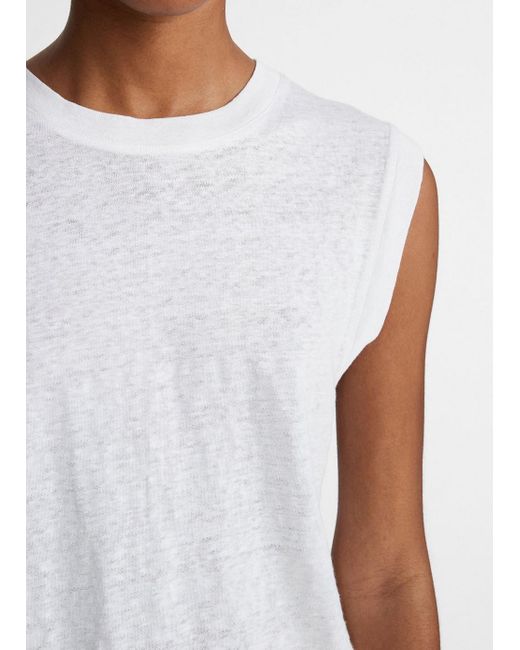 Vince Linen Muscle T-shirt, Optic White, Size S