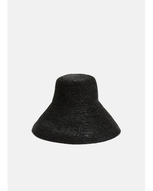 Vince Wide-brim Straw Sun Hat, Black, Size L/xl