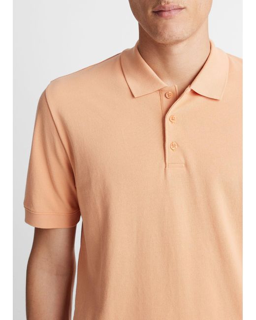 Vince Natural Cotton Piqué Polo Shirt, Sahara Dune, Size S for men