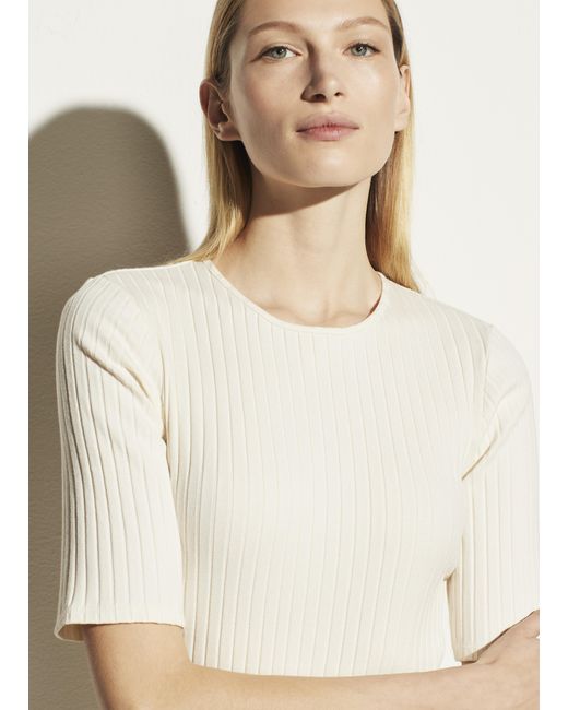 Vince Cotton Ribbed Elbow Sleeve Crop 