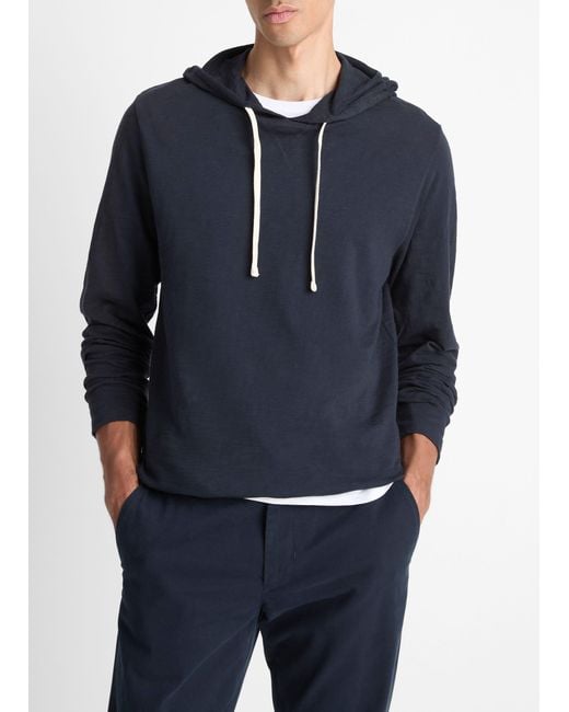 Vince Textured Cotton Hoodie, Blue, Size S for men