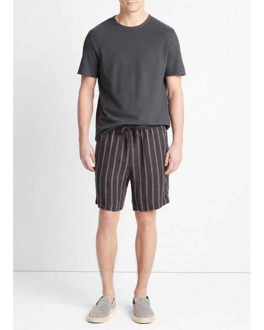 Vince Gray Moonbay Stripe Hemp Short, Soft Black/light Soft Black, Size S for men