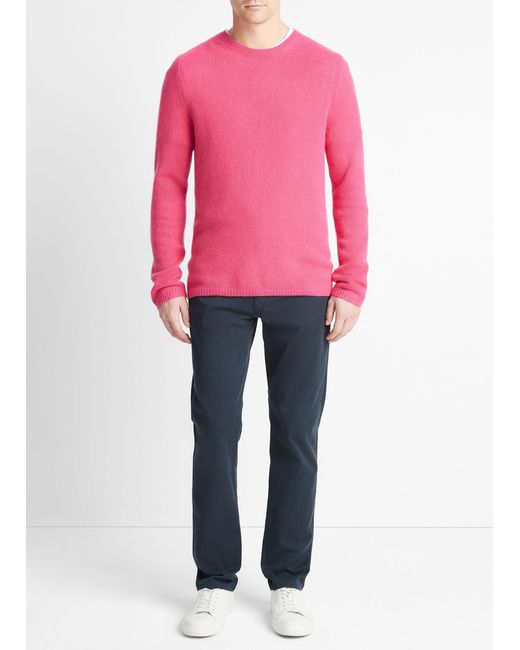 Vince Cashmere Crew Neck Sweater, Pink Blaze, Size M for men